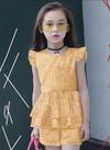 Yellow Colour Bavv Western Children Western Wear Khadi Cotton Top And Short Capri Girls Wear Collection Bavv 02